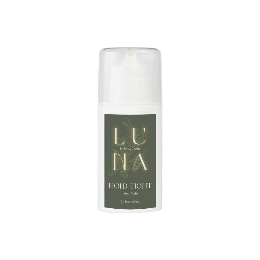 Luna Hold Tight Flex Paste bottle with green label and logo.