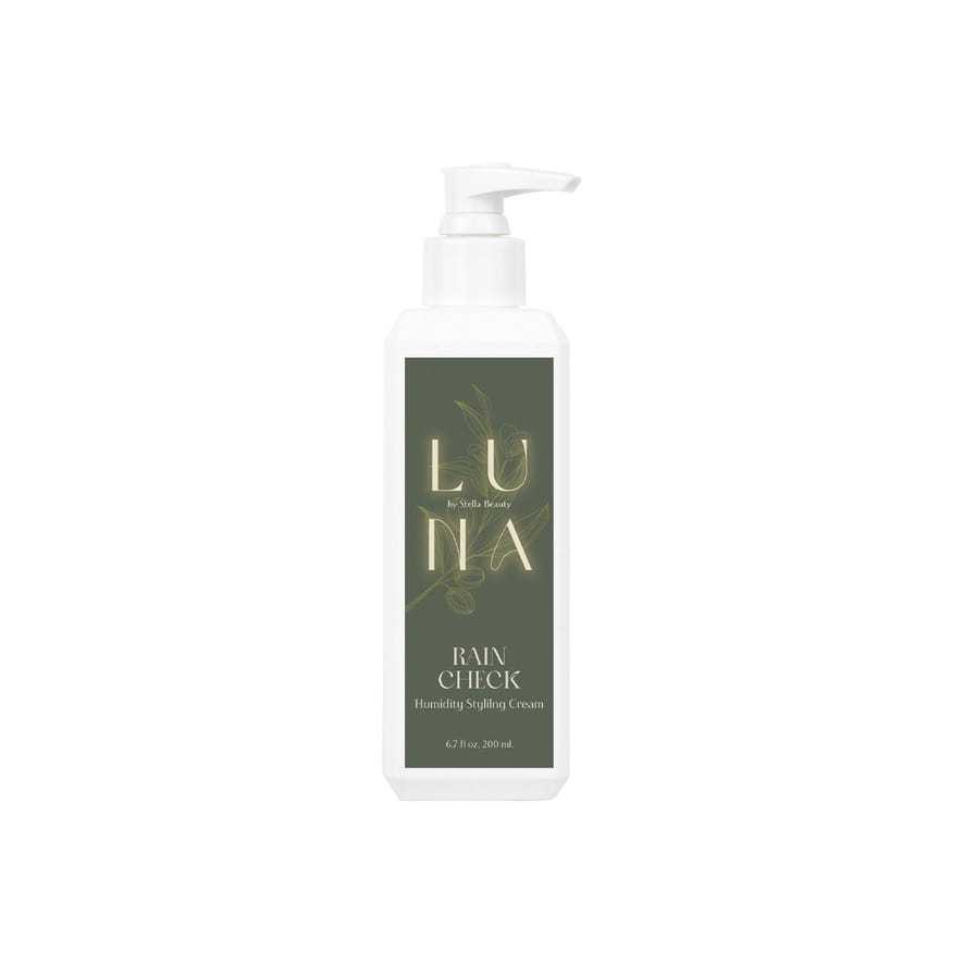 LUNA Rain Check Humidity Styling Cream in a 6.7 oz pump bottle.
